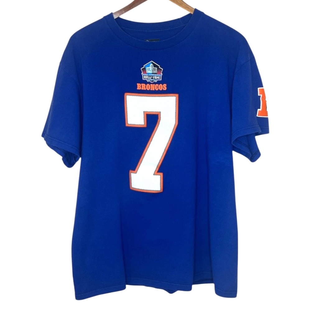 NFL Team Apparel Denver Broncos 7 John Elway Pro Football Hall Of Fame T Shirt L